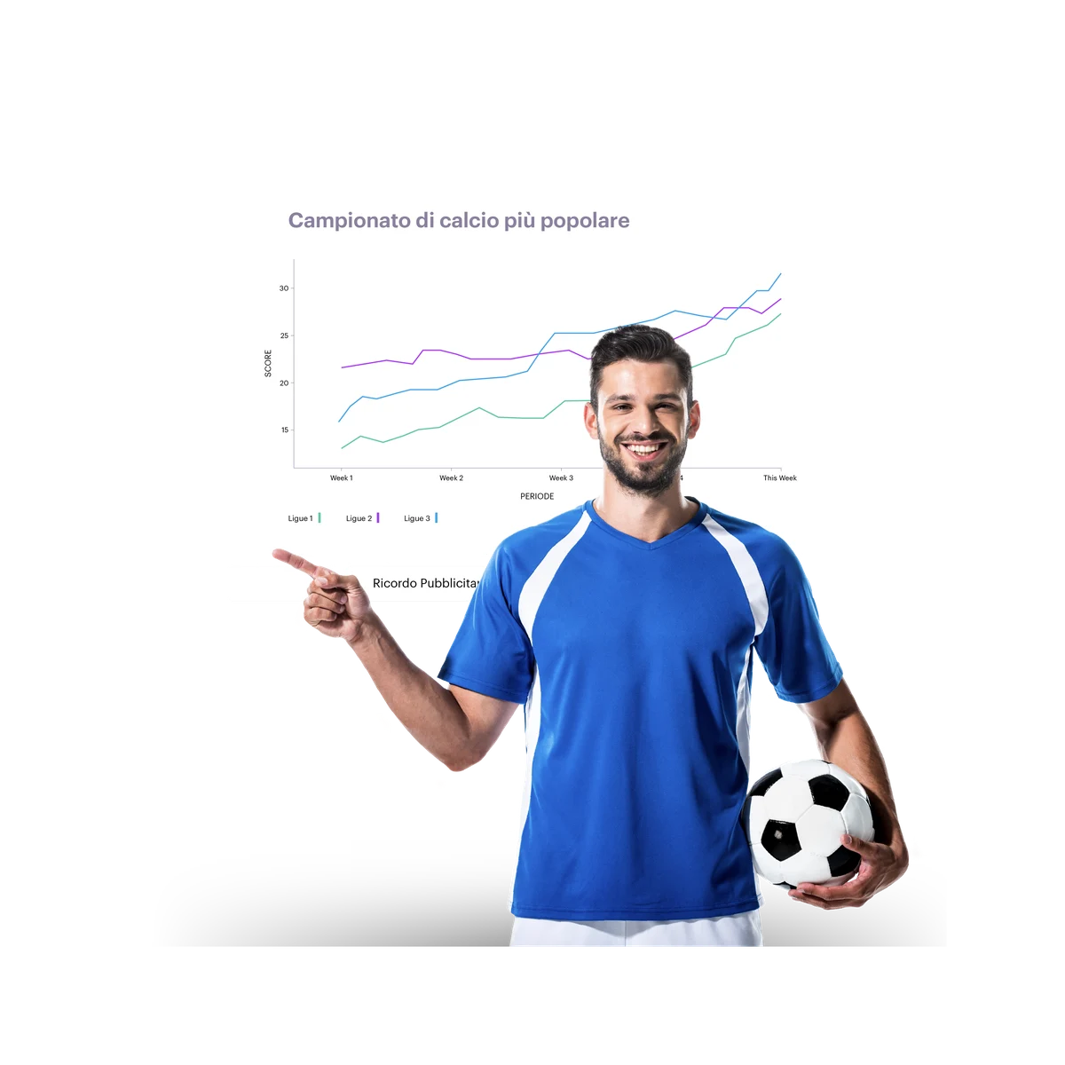 football player pointing to sports graphic