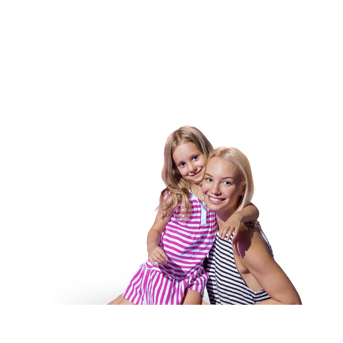 Mutter und Tochter mit Zielgruppen-Daten im Hintergrund