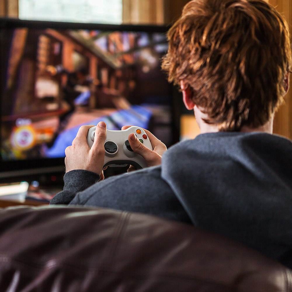 A man playing video game